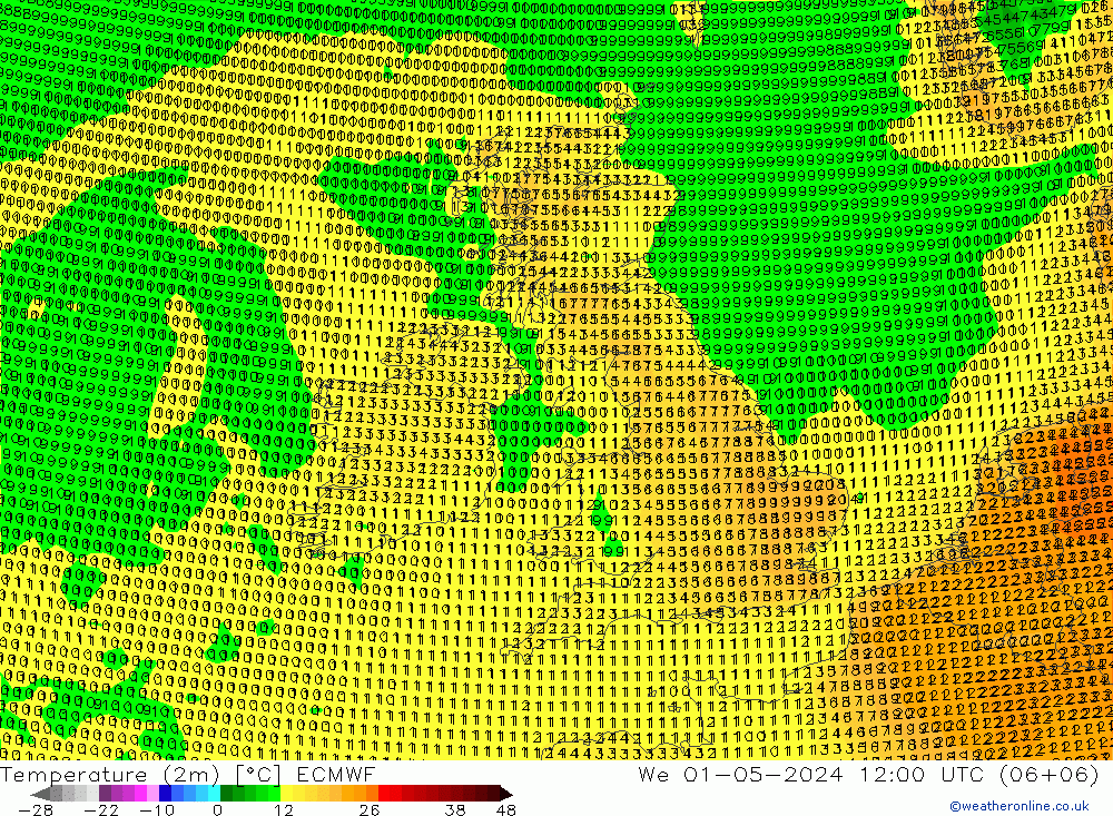 température (2m) ECMWF mer 01.05.2024 12 UTC