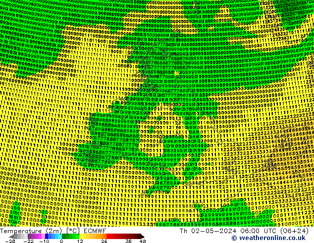 Temperature (2m) ECMWF Čt 02.05.2024 06 UTC