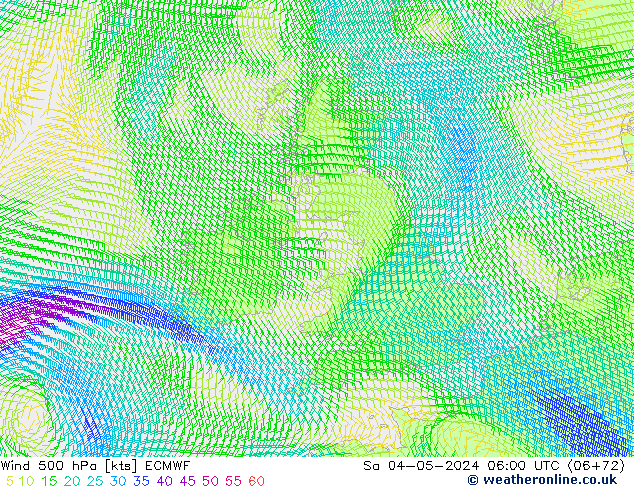 Wind 500 hPa ECMWF Sa 04.05.2024 06 UTC