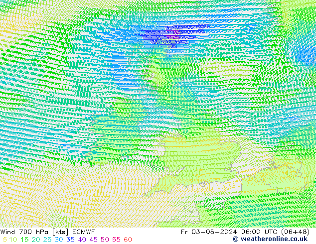 ветер 700 гПа ECMWF пт 03.05.2024 06 UTC