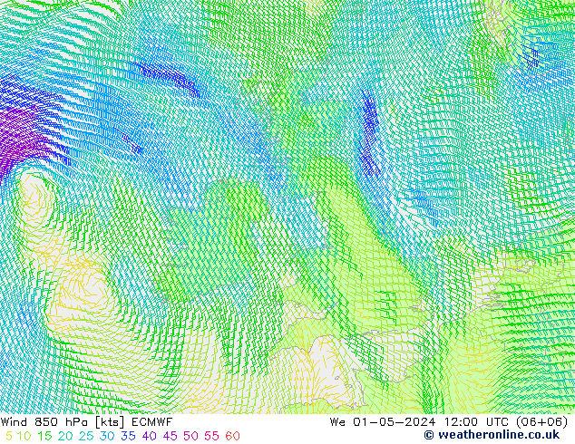 Wind 850 hPa ECMWF St 01.05.2024 12 UTC
