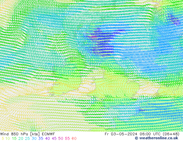 Wind 850 hPa ECMWF Fr 03.05.2024 06 UTC