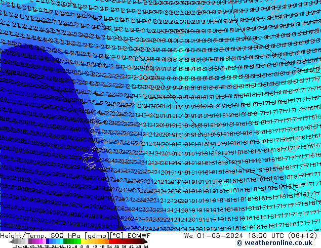 Z500/Rain (+SLP)/Z850 ECMWF mer 01.05.2024 18 UTC