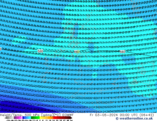 Z500/Rain (+SLP)/Z850 ECMWF pt. 03.05.2024 00 UTC