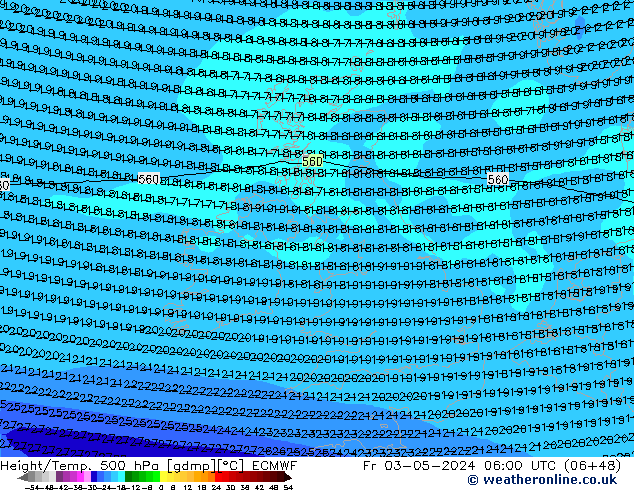 Z500/Rain (+SLP)/Z850 ECMWF Fr 03.05.2024 06 UTC