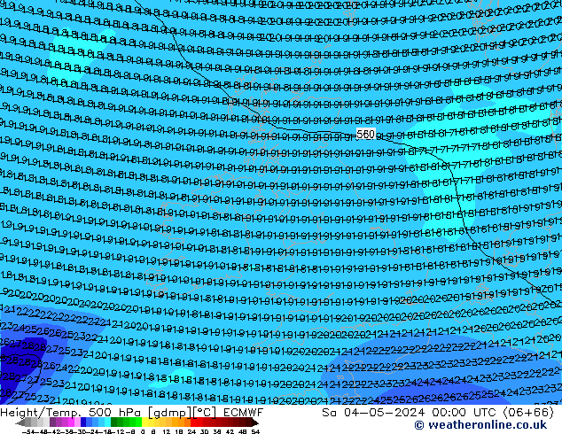 Z500/Rain (+SLP)/Z850 ECMWF Sáb 04.05.2024 00 UTC