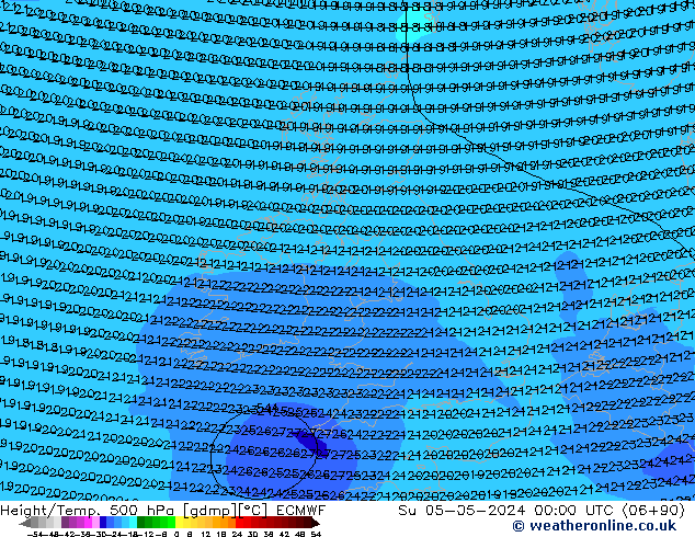 Z500/Rain (+SLP)/Z850 ECMWF Ne 05.05.2024 00 UTC