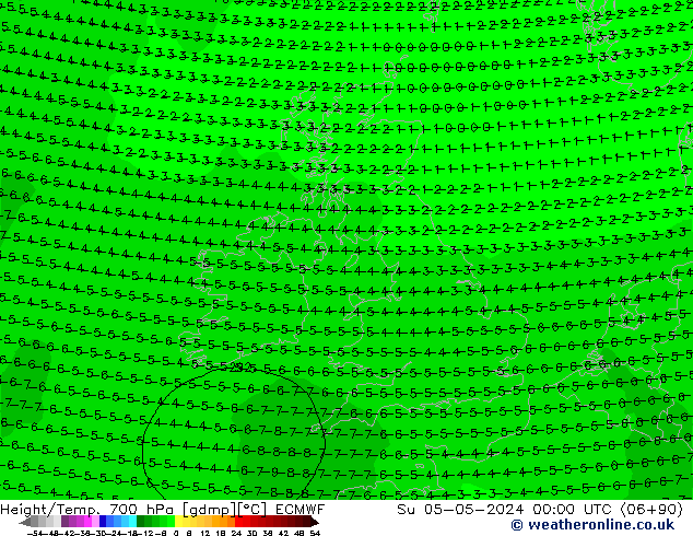 Height/Temp. 700 hPa ECMWF  05.05.2024 00 UTC