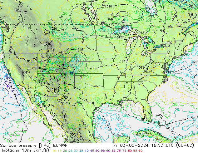 Isotachs (kph) ECMWF Fr 03.05.2024 18 UTC