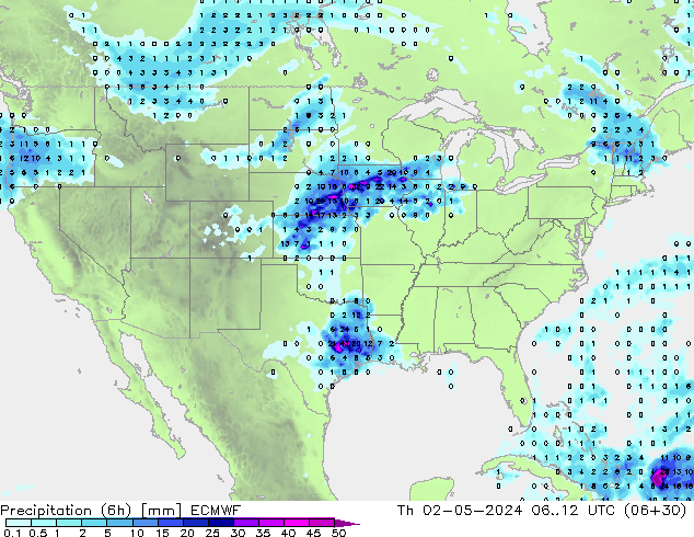 Z500/Rain (+SLP)/Z850 ECMWF Th 02.05.2024 12 UTC