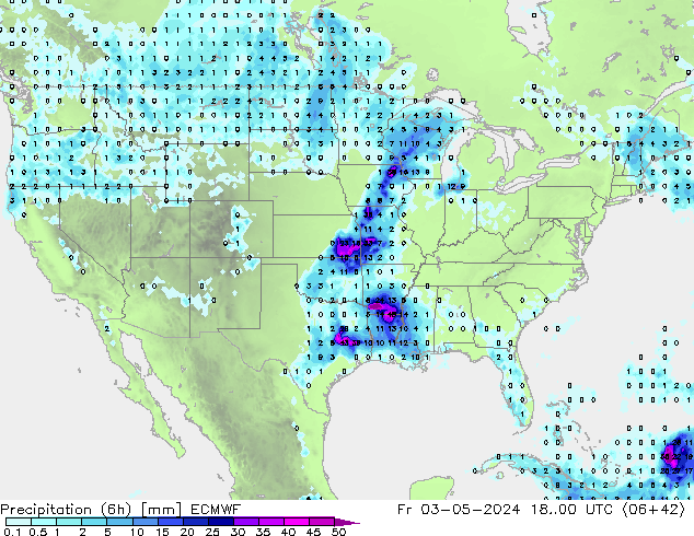 Z500/Rain (+SLP)/Z850 ECMWF ven 03.05.2024 00 UTC