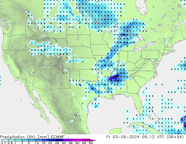 Z500/Rain (+SLP)/Z850 ECMWF ven 03.05.2024 12 UTC