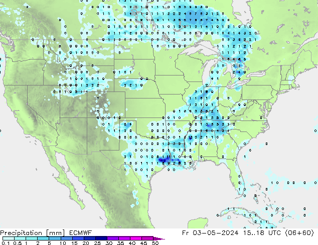 Srážky ECMWF Pá 03.05.2024 18 UTC