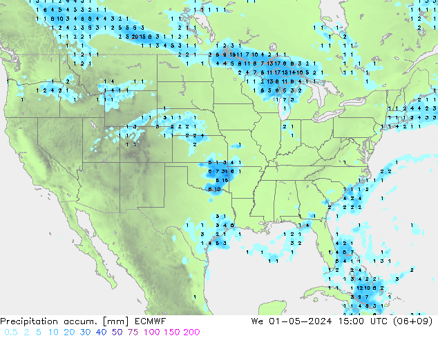 Totale neerslag ECMWF wo 01.05.2024 15 UTC