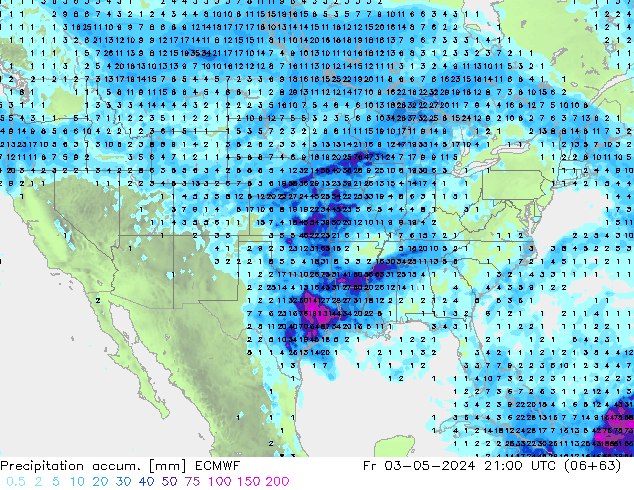 Precipitation accum. ECMWF Fr 03.05.2024 21 UTC