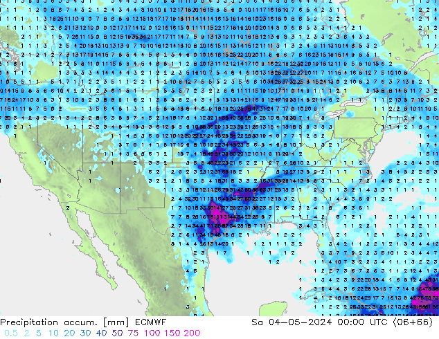 Precipitation accum. ECMWF sab 04.05.2024 00 UTC