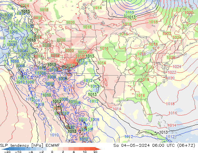 Tendance de pression  ECMWF sam 04.05.2024 06 UTC