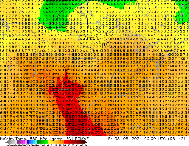 Z500/Yağmur (+YB)/Z850 ECMWF Cu 03.05.2024 00 UTC