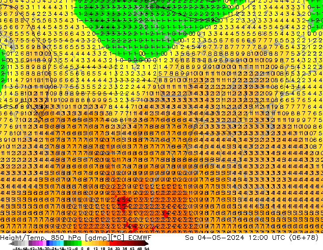 Z500/Yağmur (+YB)/Z850 ECMWF Cts 04.05.2024 12 UTC