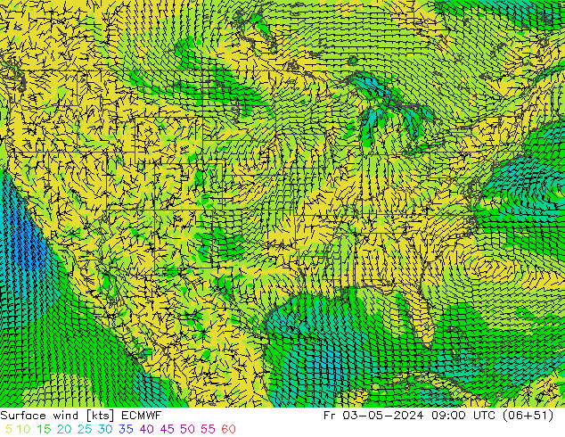 Vent 10 m ECMWF ven 03.05.2024 09 UTC