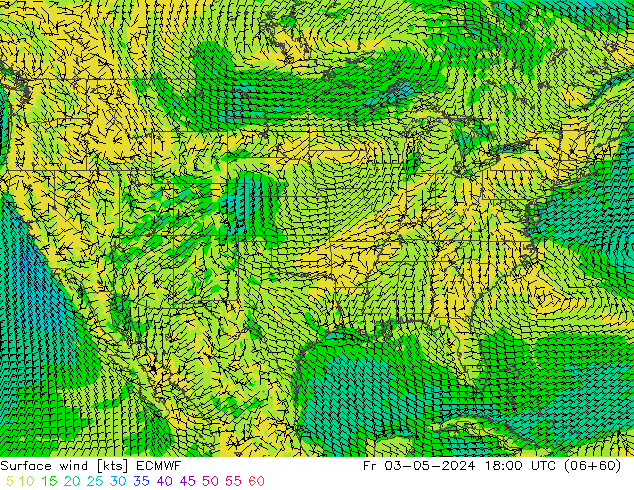 Surface wind ECMWF Pá 03.05.2024 18 UTC