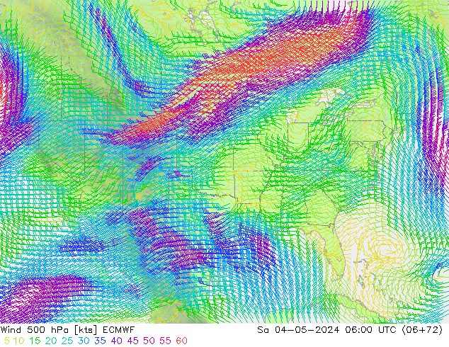 Vent 500 hPa ECMWF sam 04.05.2024 06 UTC