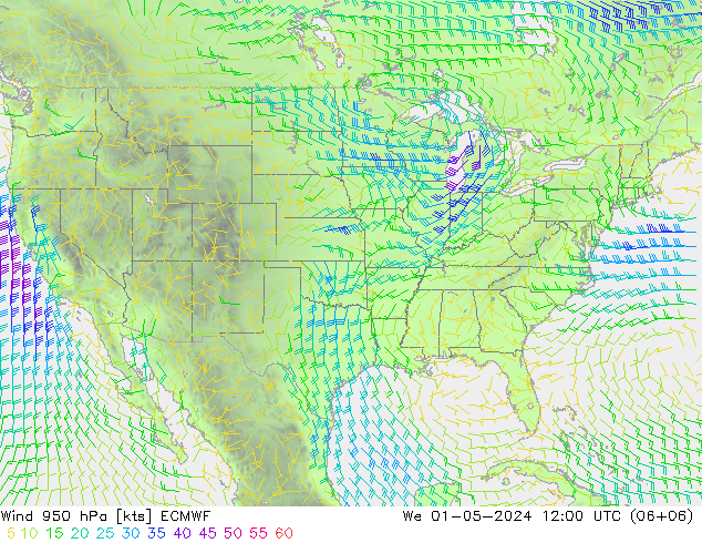 Wind 950 hPa ECMWF We 01.05.2024 12 UTC