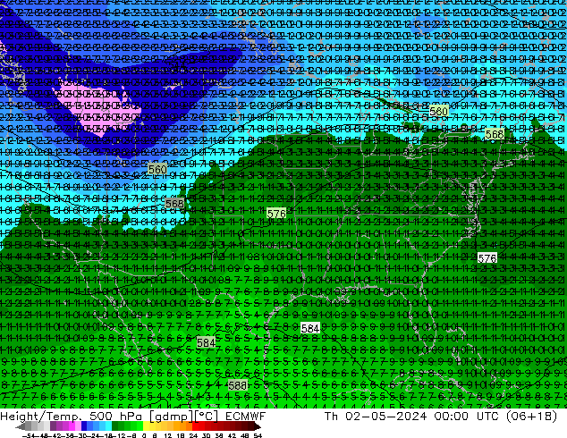 Z500/Rain (+SLP)/Z850 ECMWF Th 02.05.2024 00 UTC