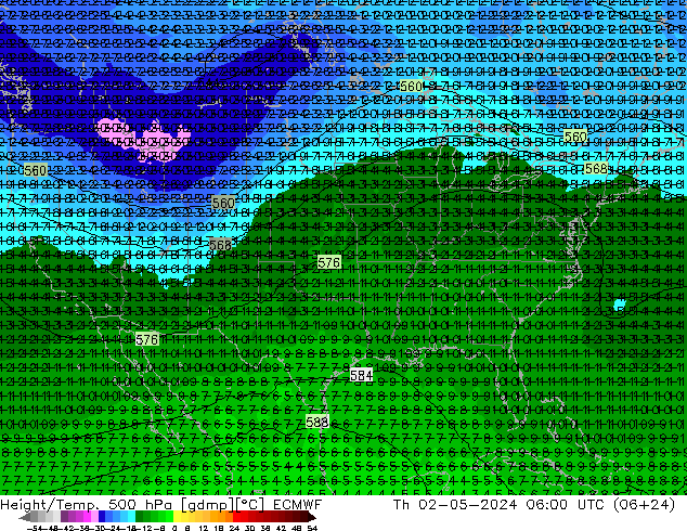 Z500/Rain (+SLP)/Z850 ECMWF Do 02.05.2024 06 UTC