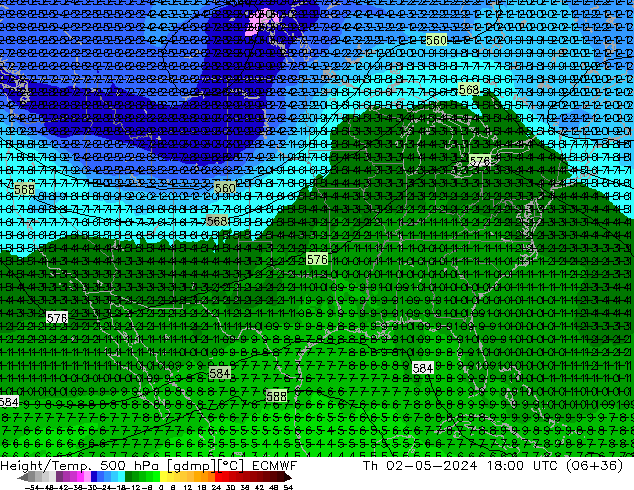 Z500/Rain (+SLP)/Z850 ECMWF Th 02.05.2024 18 UTC