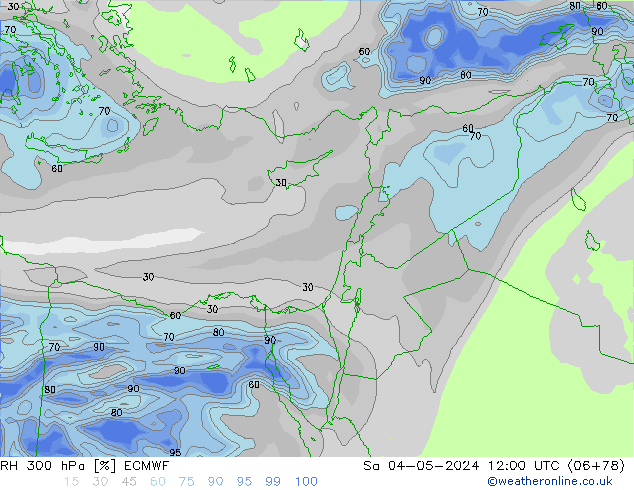 RH 300 hPa ECMWF Sa 04.05.2024 12 UTC