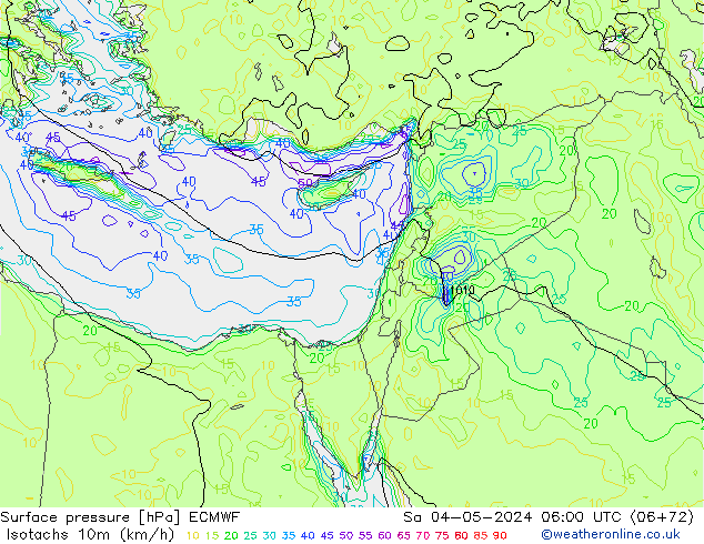 Eşrüzgar Hızları (km/sa) ECMWF Cts 04.05.2024 06 UTC