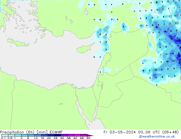 Précipitation (6h) ECMWF ven 03.05.2024 06 UTC