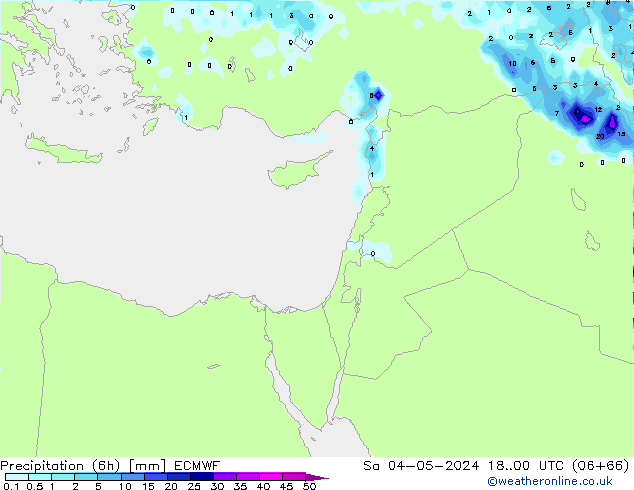 Totale neerslag (6h) ECMWF za 04.05.2024 00 UTC