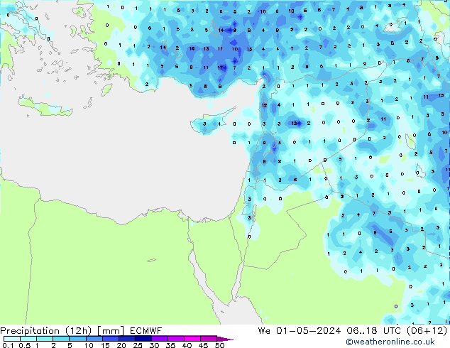 Precipitation (12h) ECMWF We 01.05.2024 18 UTC