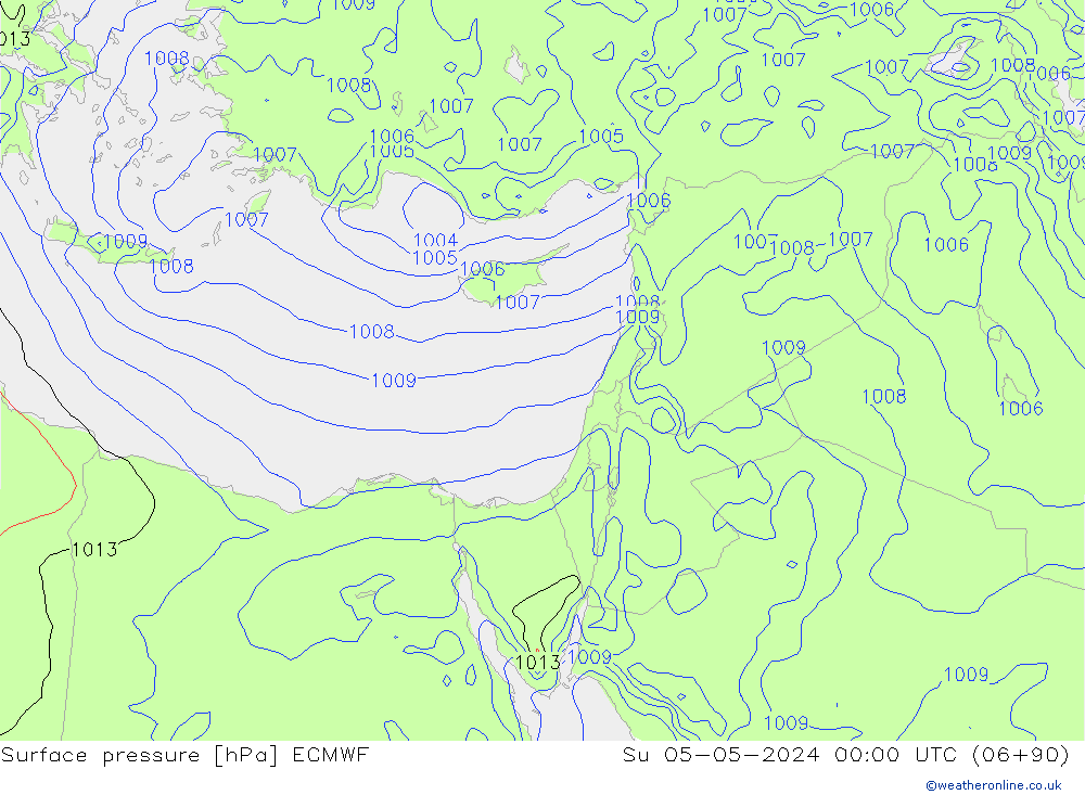 Presión superficial ECMWF dom 05.05.2024 00 UTC