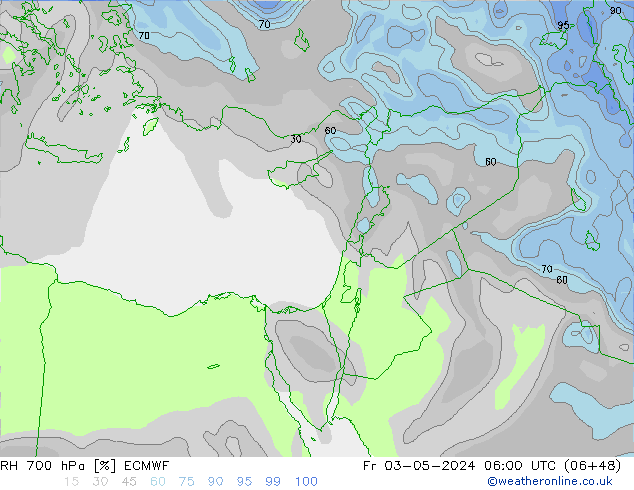 Humidité rel. 700 hPa ECMWF ven 03.05.2024 06 UTC