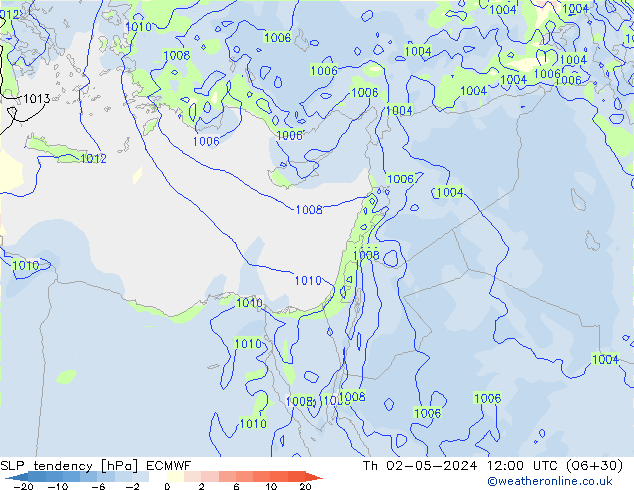 SLP tendency ECMWF Th 02.05.2024 12 UTC