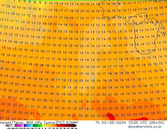 Z500/Rain (+SLP)/Z850 ECMWF gio 02.05.2024 12 UTC