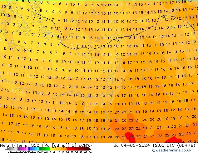 Z500/Rain (+SLP)/Z850 ECMWF sam 04.05.2024 12 UTC