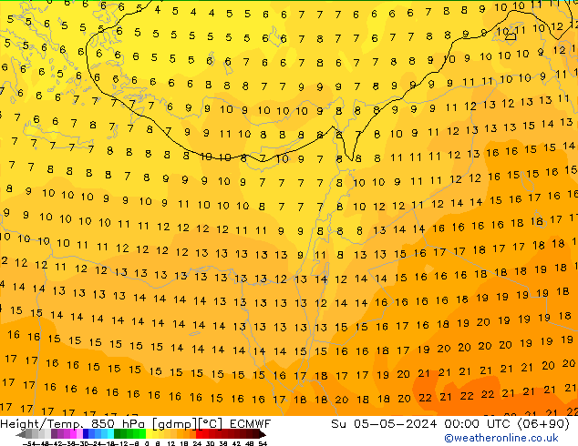 Z500/Rain (+SLP)/Z850 ECMWF dom 05.05.2024 00 UTC