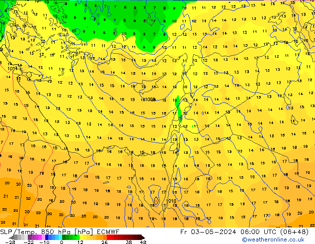 SLP/Temp. 850 hPa ECMWF ven 03.05.2024 06 UTC