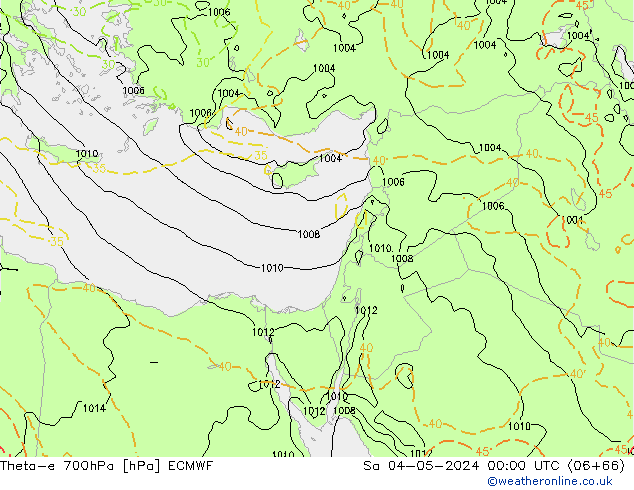 Theta-e 700hPa ECMWF Sa 04.05.2024 00 UTC