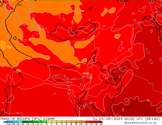 Theta-W 850hPa ECMWF dim 05.05.2024 00 UTC