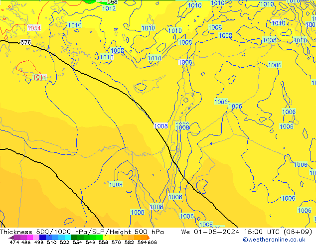 Thck 500-1000hPa ECMWF śro. 01.05.2024 15 UTC