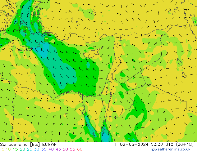 Surface wind ECMWF Th 02.05.2024 00 UTC