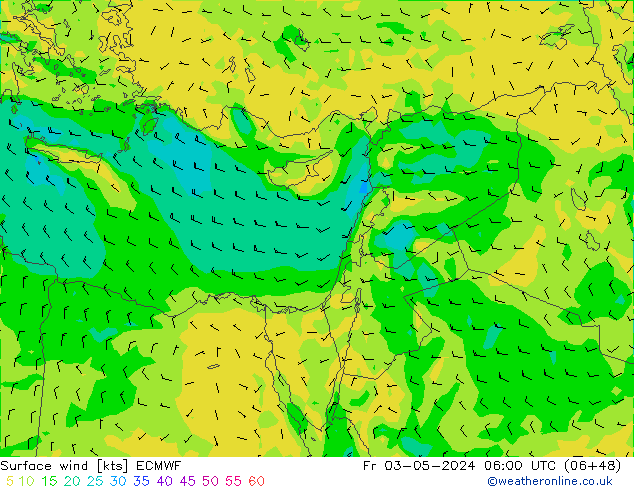 Vent 10 m ECMWF ven 03.05.2024 06 UTC