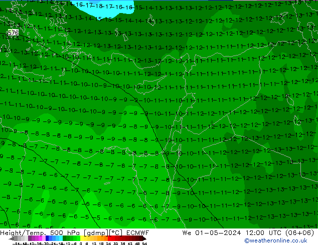 Z500/Rain (+SLP)/Z850 ECMWF ср 01.05.2024 12 UTC