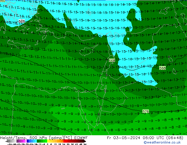 Z500/Yağmur (+YB)/Z850 ECMWF Cu 03.05.2024 06 UTC