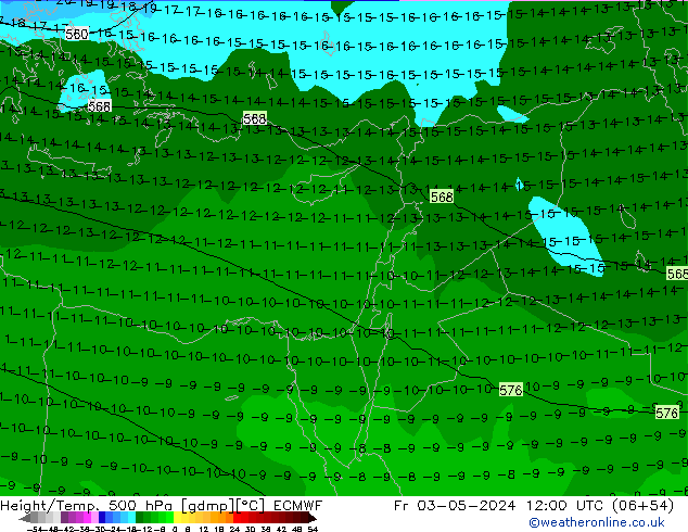 Z500/Rain (+SLP)/Z850 ECMWF Fr 03.05.2024 12 UTC